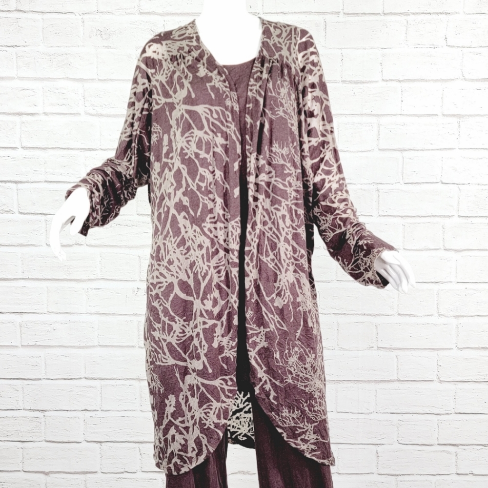 Chalet Mary Cardigan Burnout Crinkle Raisin Brown Size:XL NWT!